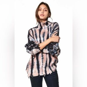 Young Fabulous & Broke Tie-Dye Turtleneck Sweater M/L Frayed Grunge Cotton Boho